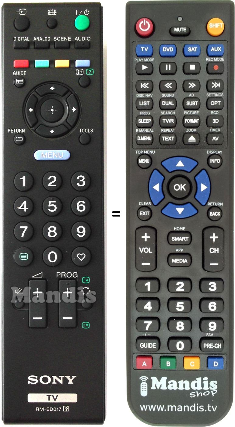 Télécommande équivalente Sony RM-ED017