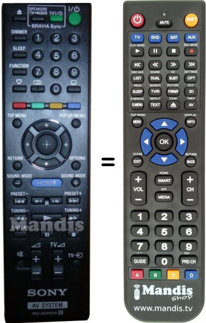 Télécommande équivalente Sony RM-ADP058