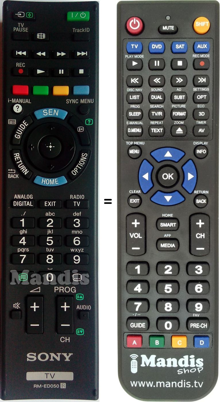 Télécommande équivalente Sony RMED050