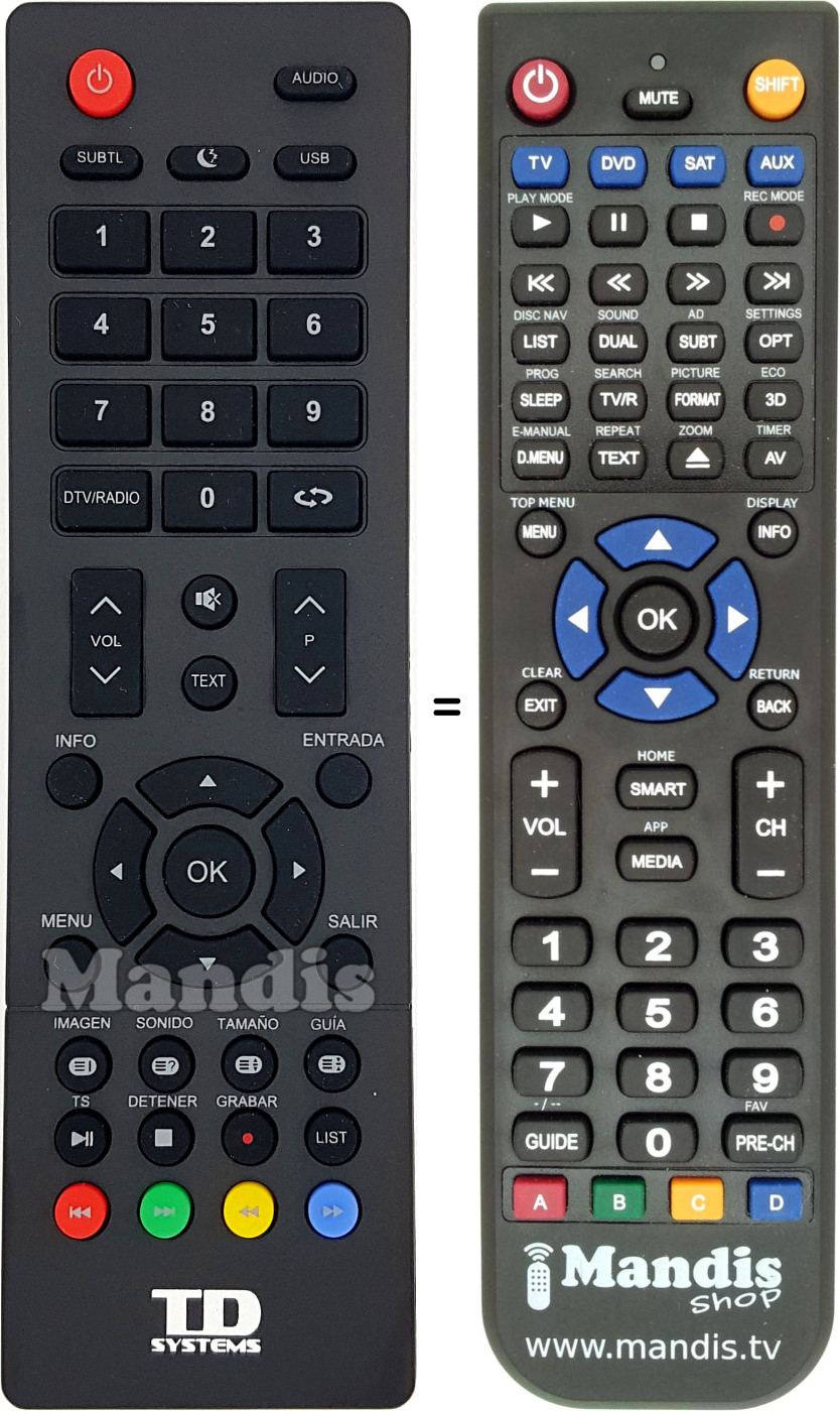Replacement remote control TDSYS001