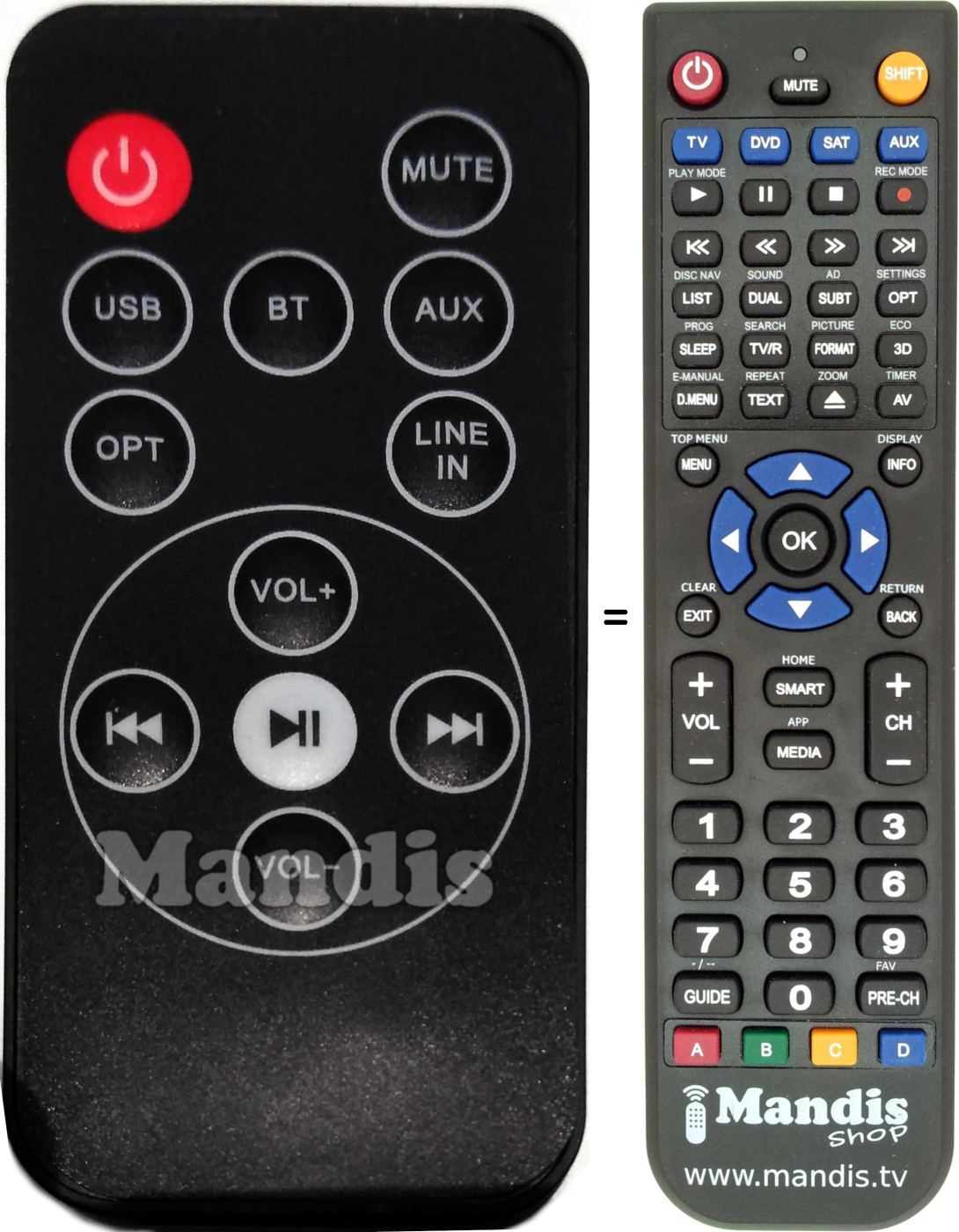 Replacement remote control Thomson SB200BT (SB100BT)