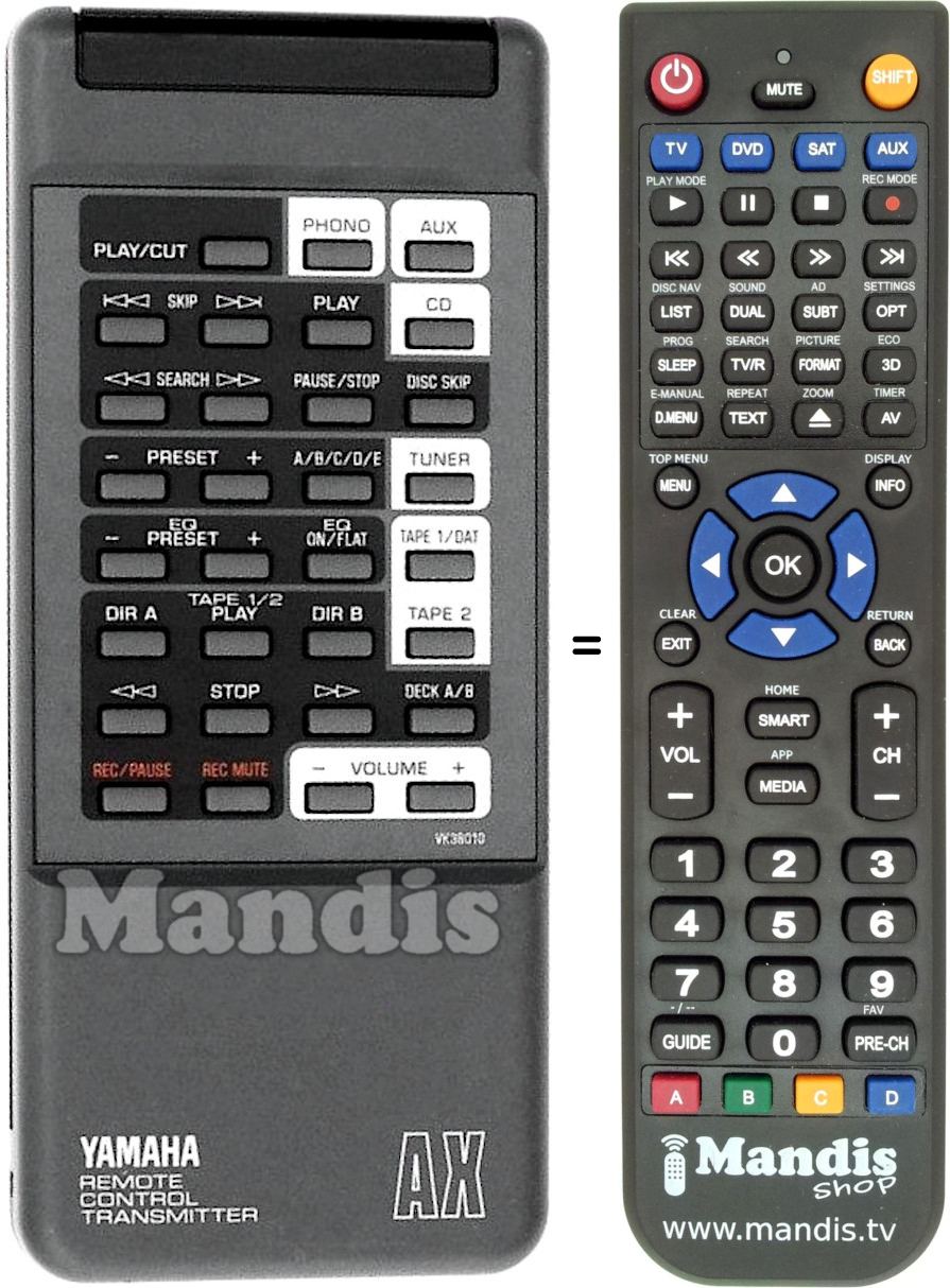 Replacement remote control Yamaha VK380100