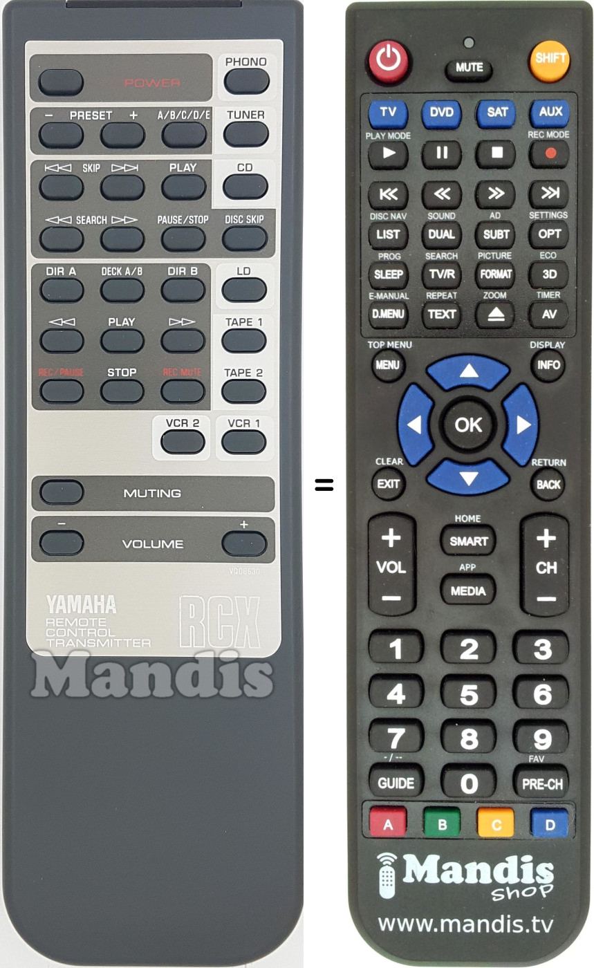 Télécommande équivalente Yamaha VQ08630