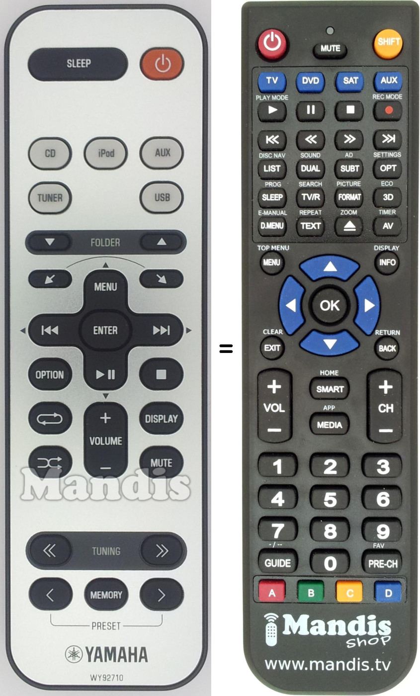 Mando a distancia equivalente Yamaha WY92710