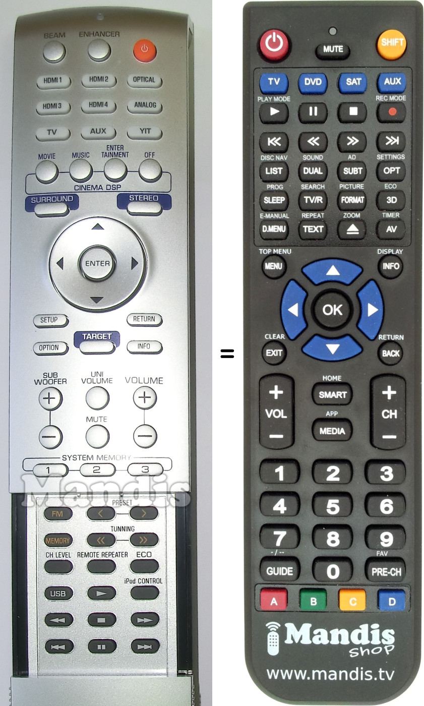 Mando a distancia equivalente Yamaha FSR131