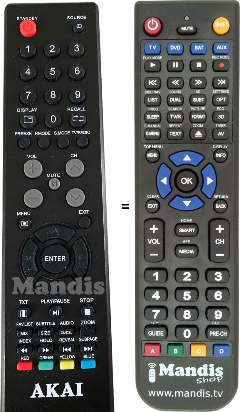 Replacement remote control Akai CTV320TS