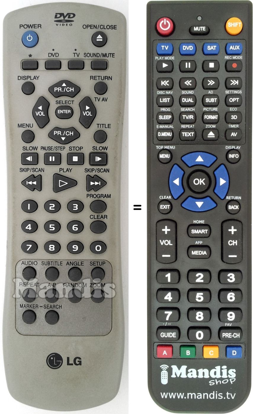 Télécommande équivalente LG 6711R1P040A