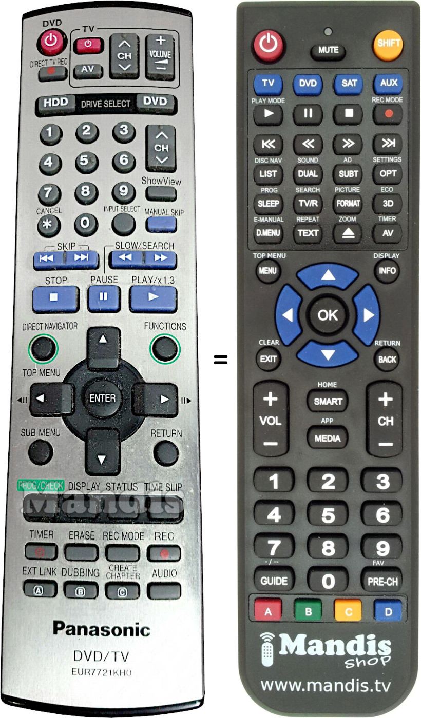 Replacement remote control National EUR7721KH0