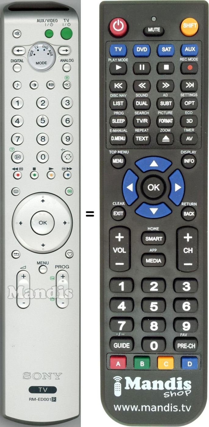 Télécommande équivalente Sony RM-ED001