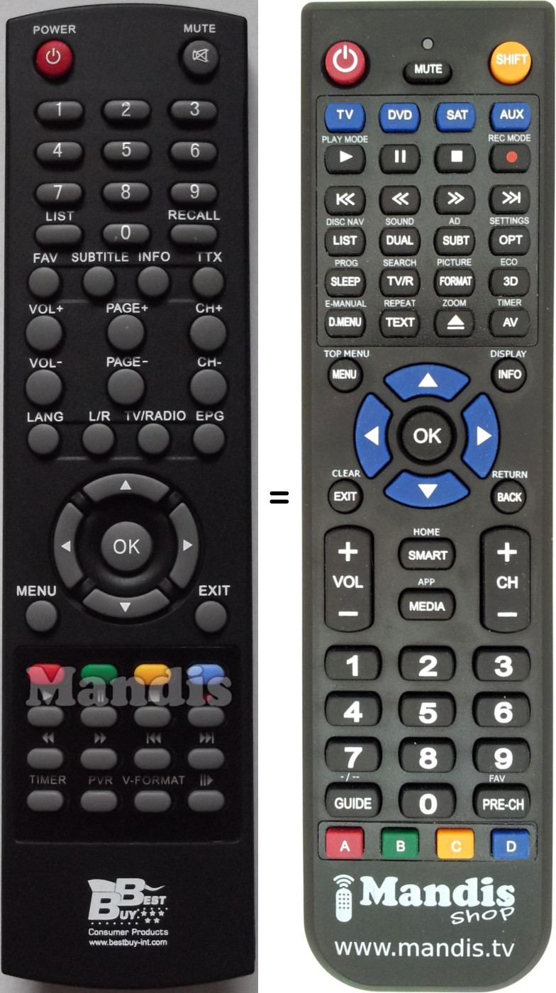 Replacement remote control Best Buy EasyHomeTDTSDRec