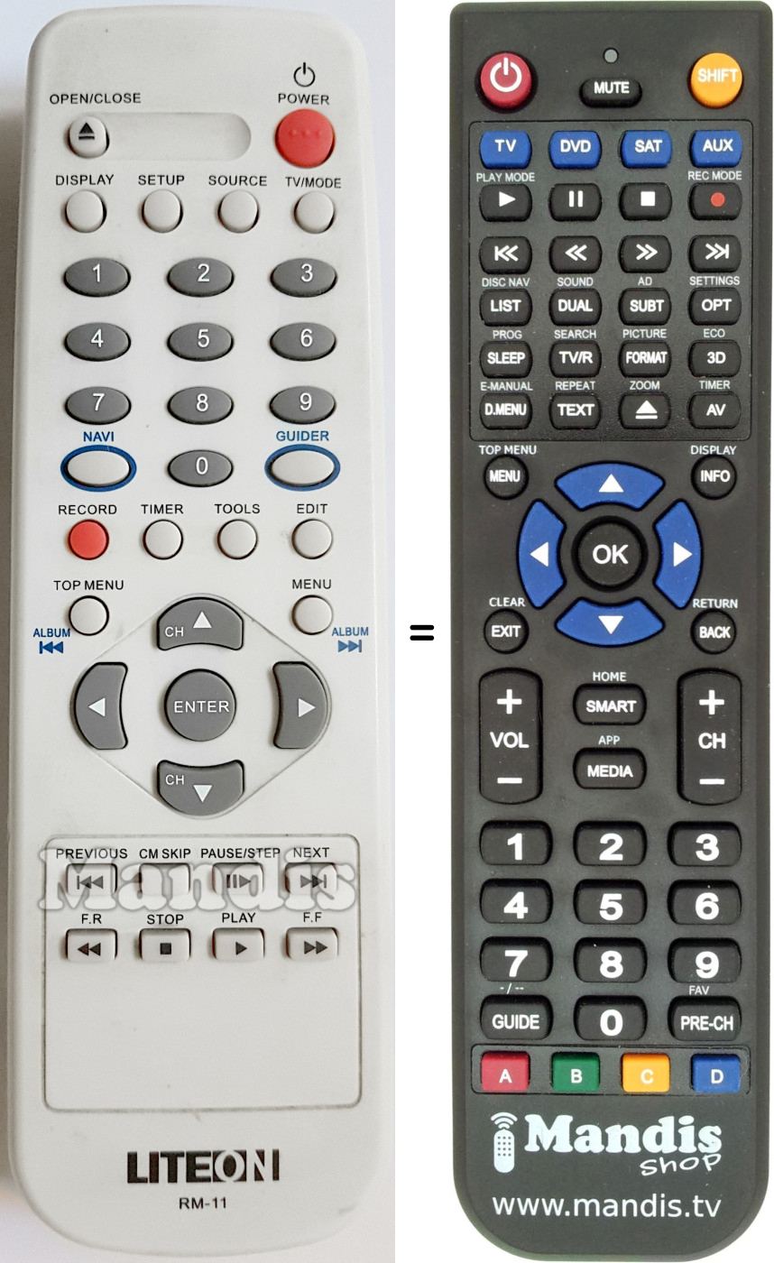 Replacement remote control LITE-ON RM-11