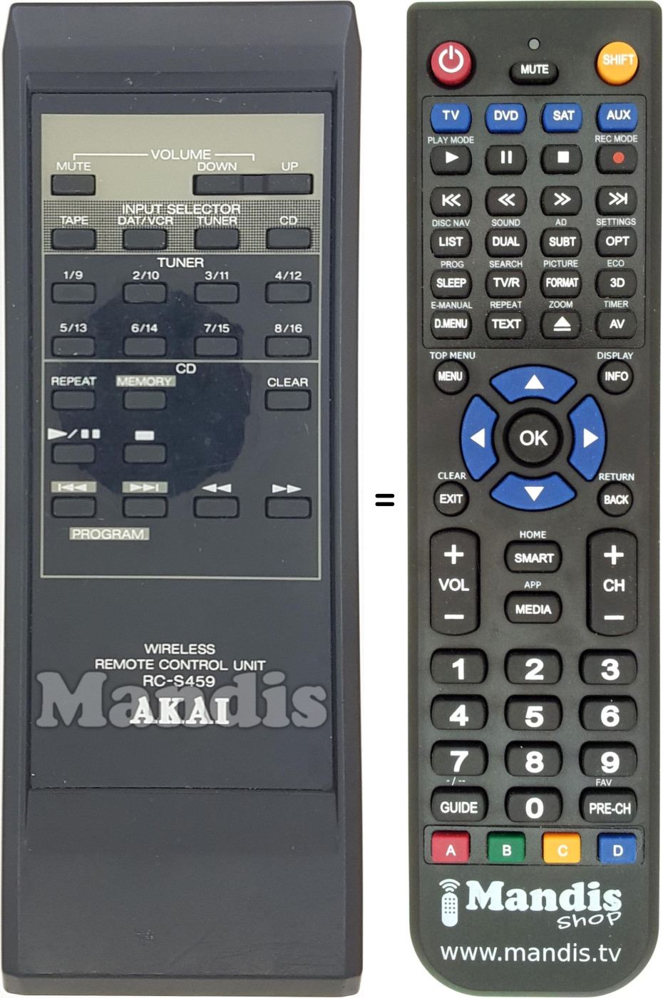 Replacement remote control RC-S459