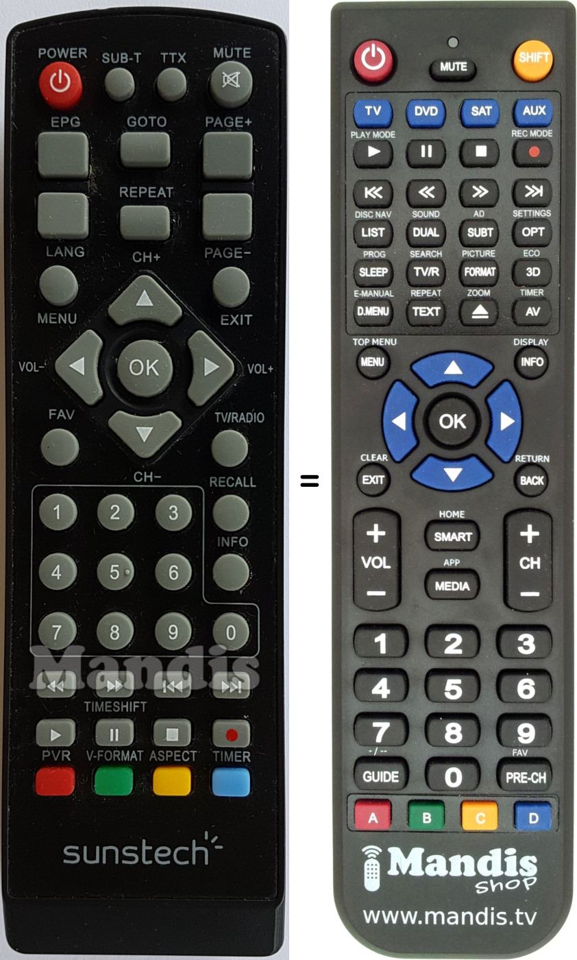 Replacement remote control Sunstech DTB4600HD