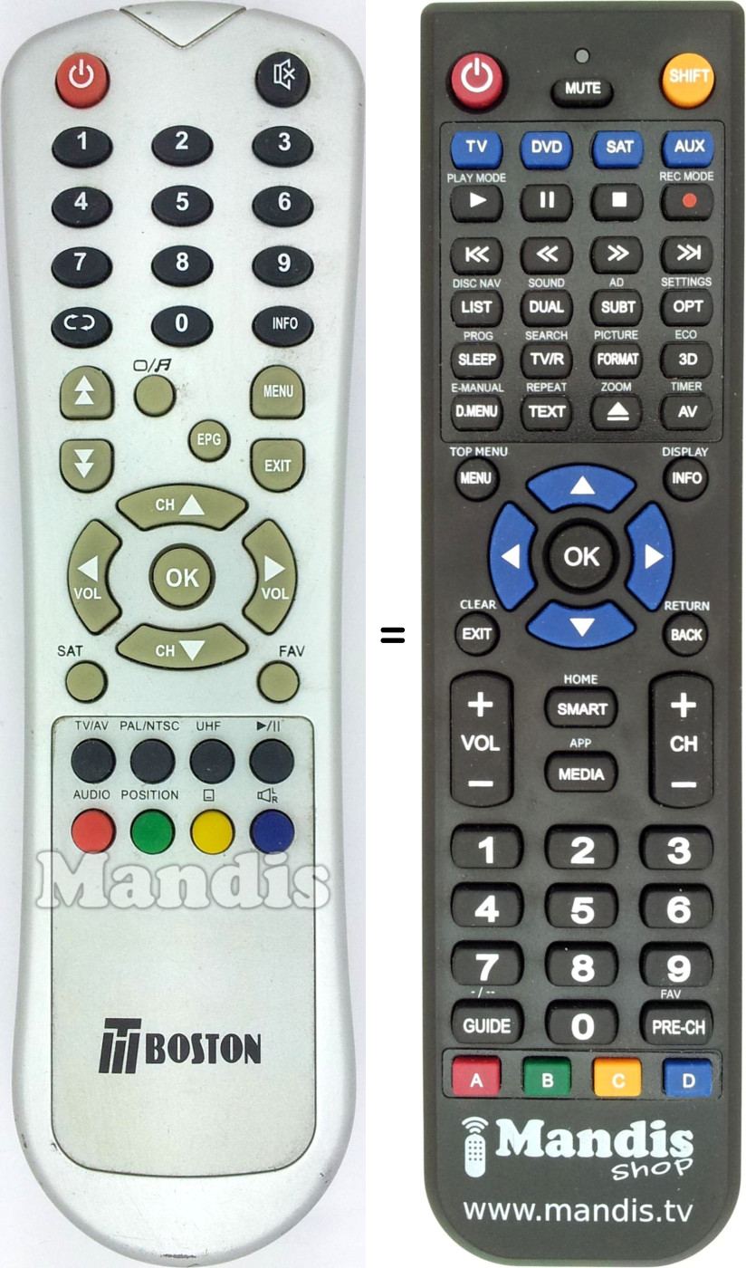 Télécommande équivalente Tboston DVB 4500