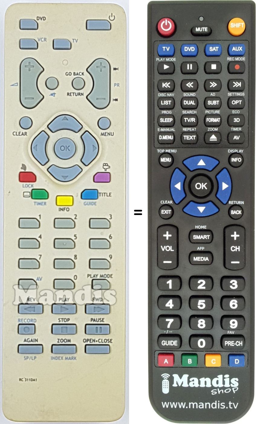 Replacement remote control Telefunken RC311DA1