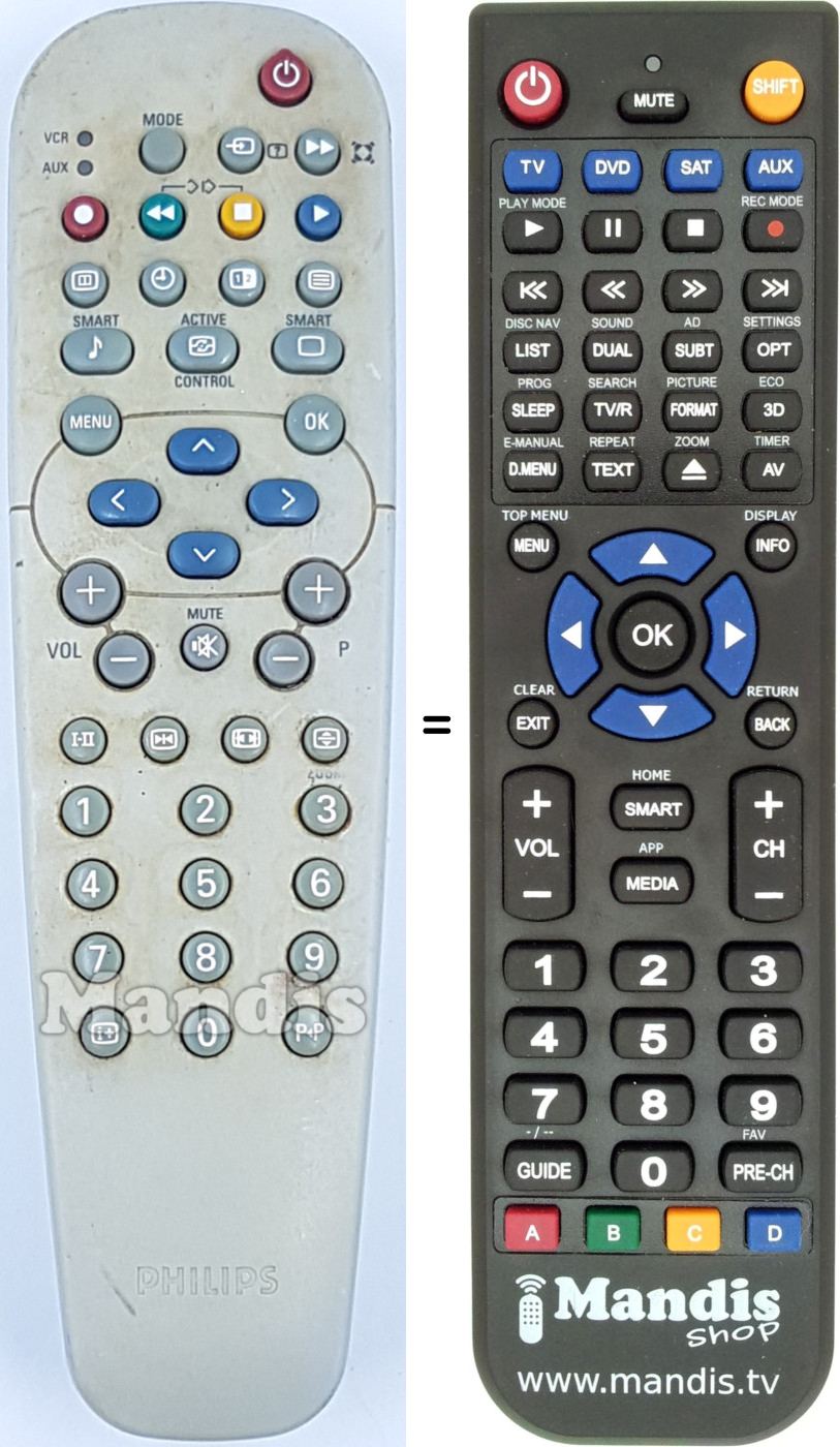 Mando a distancia equivalente Philips 312814713341