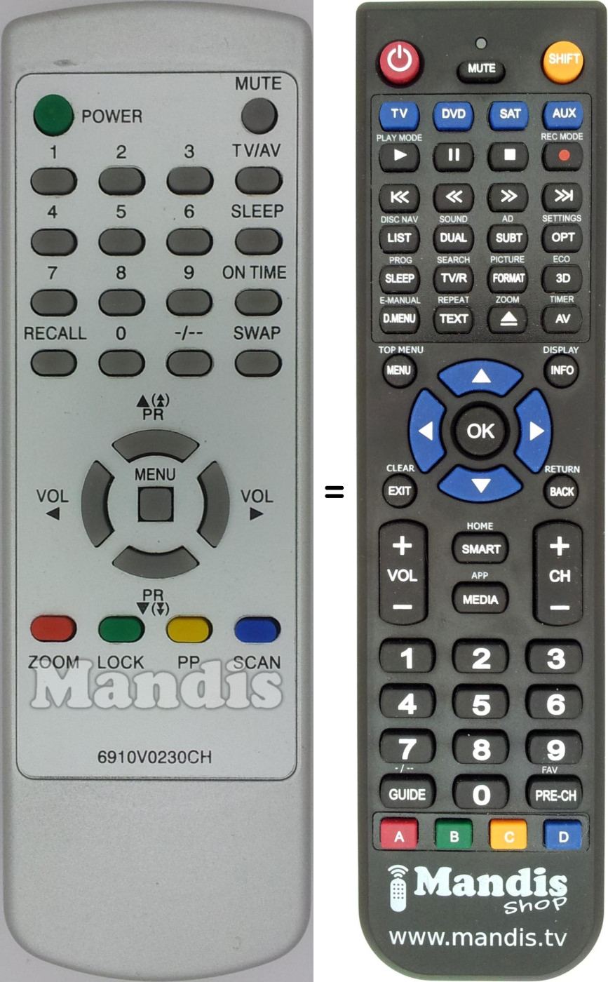 Replacement remote control 6910V0230CH