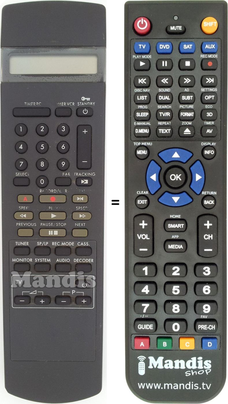 Mando a distancia equivalente RT240-214