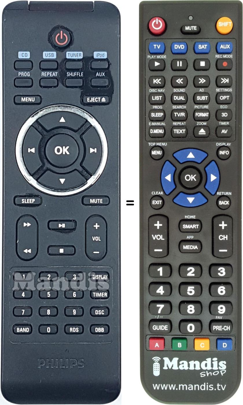 Mando a distancia equivalente Philips 996510029696