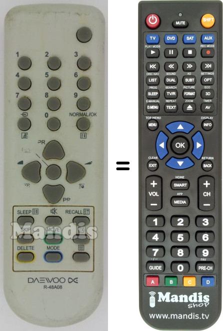Replacement remote control Daewoo R-48A08