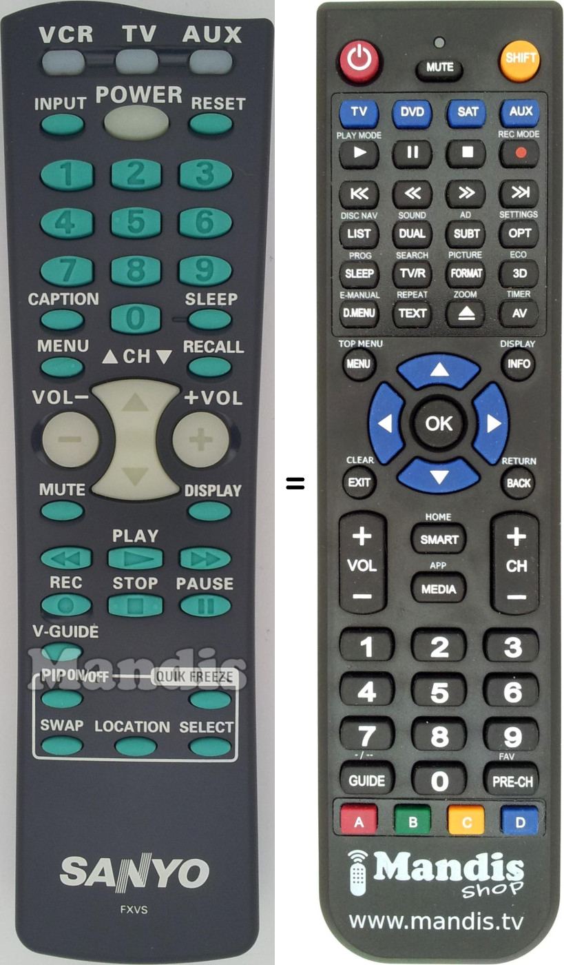Télécommande équivalente FXVS