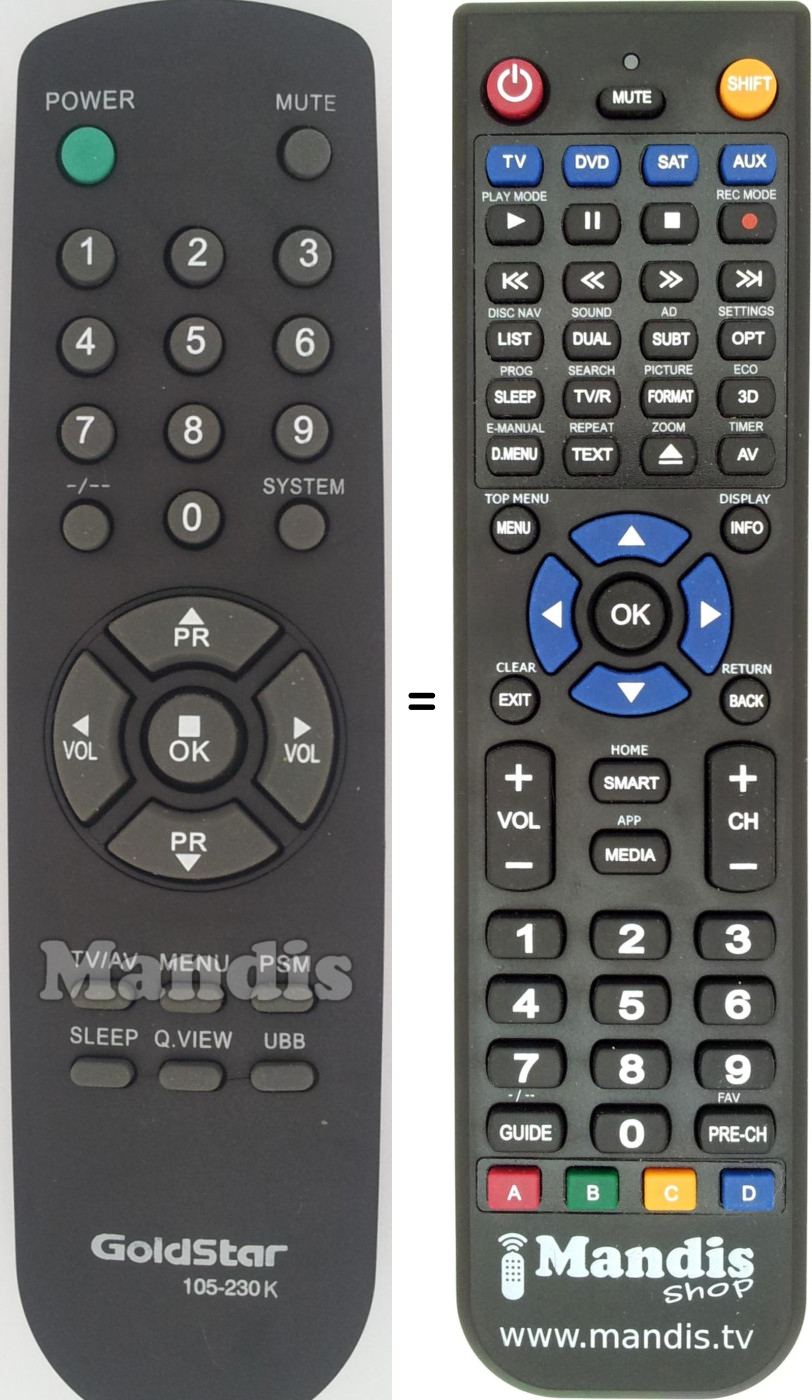 Replacement remote control 105-230K