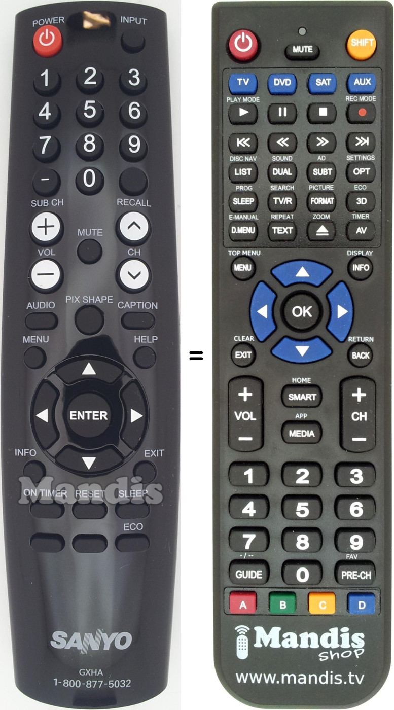 Télécommande équivalente GXHA