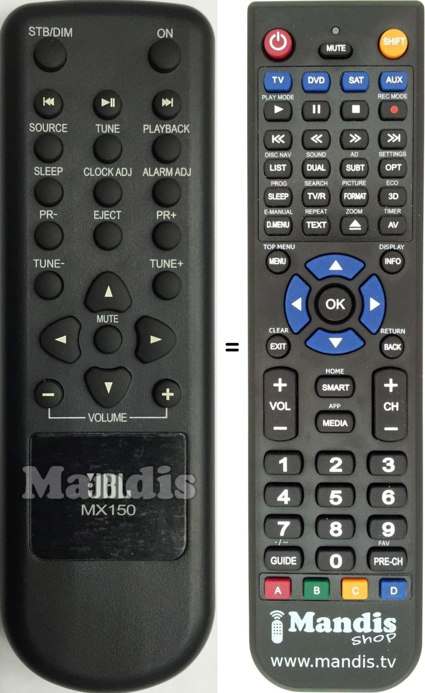 Télécommande équivalente MX150