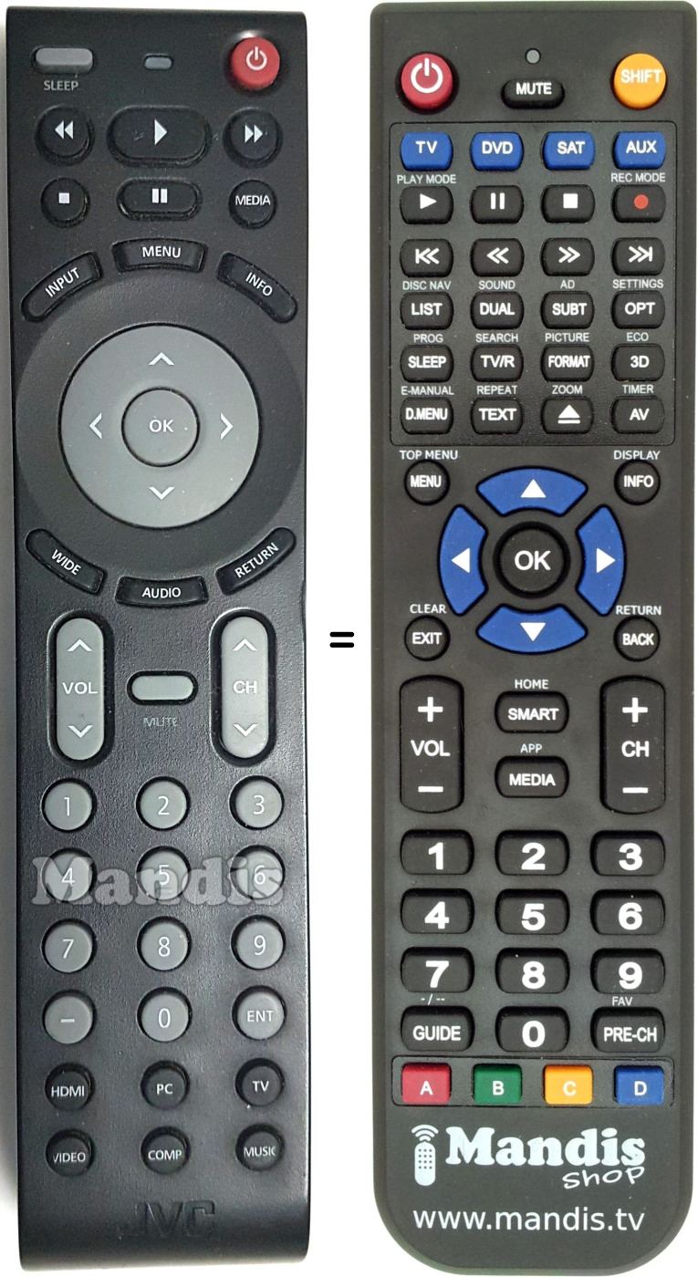 Mando a distancia equivalente JVC EM32T