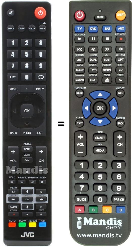 Mando a distancia equivalente JVC RM-C3174