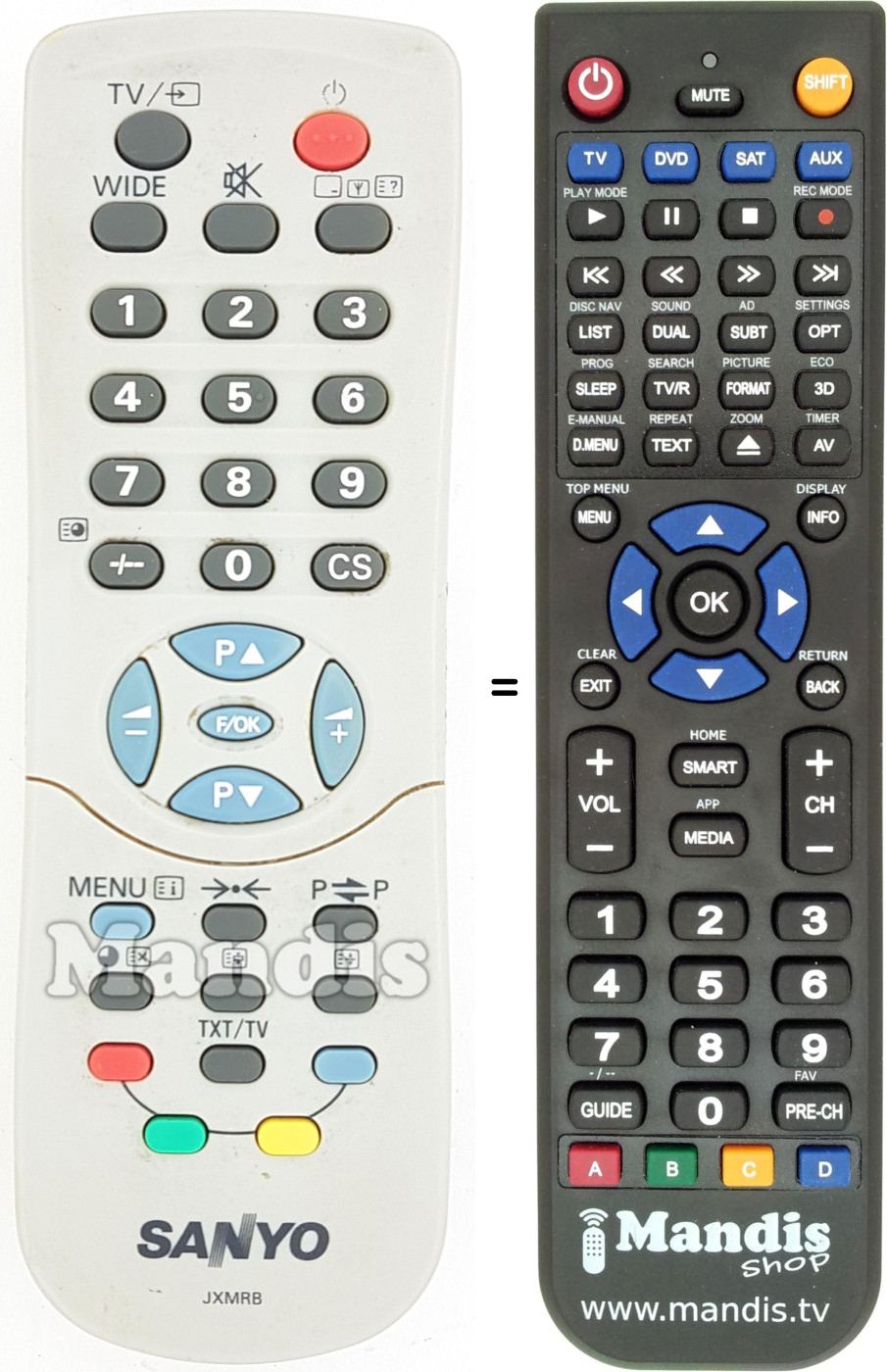 Télécommande équivalente Sanyo JXMRB