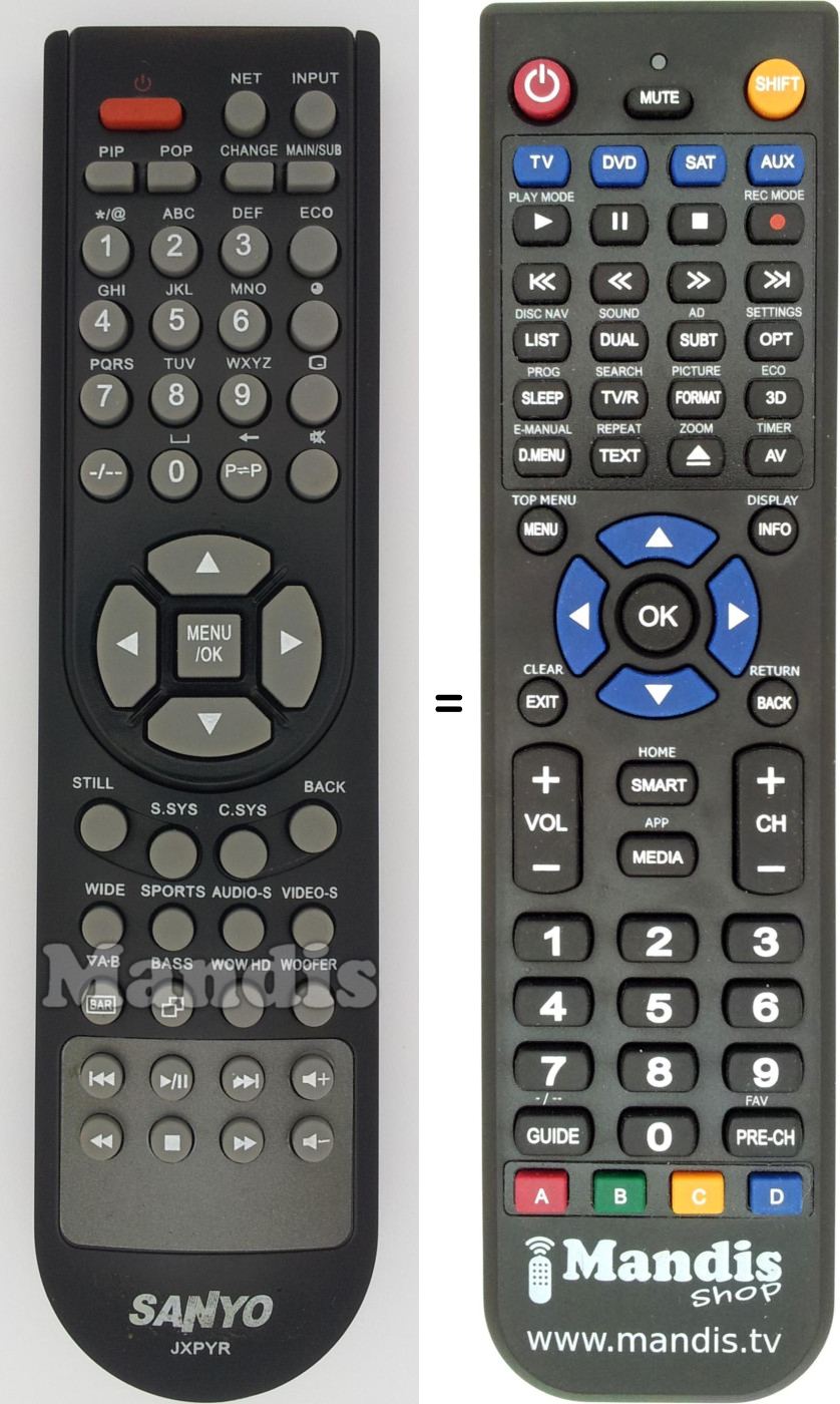 Replacement remote control JXPYR