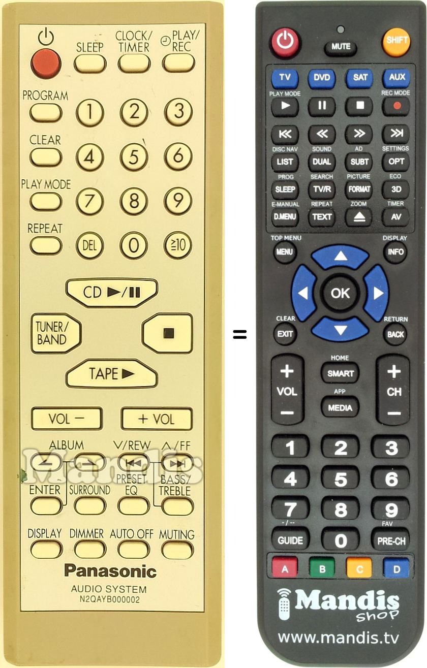 Replacement remote control N2QAYB000002
