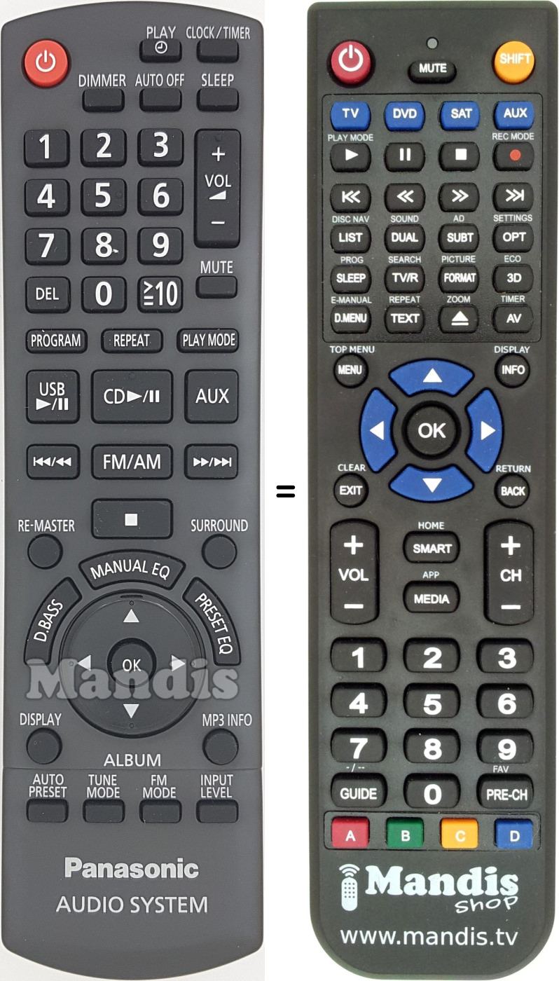 Replacement remote control Panasonic N2QAYB000500