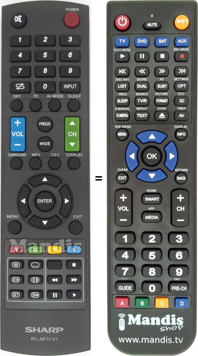 Replacement remote control RC-AP11-V1