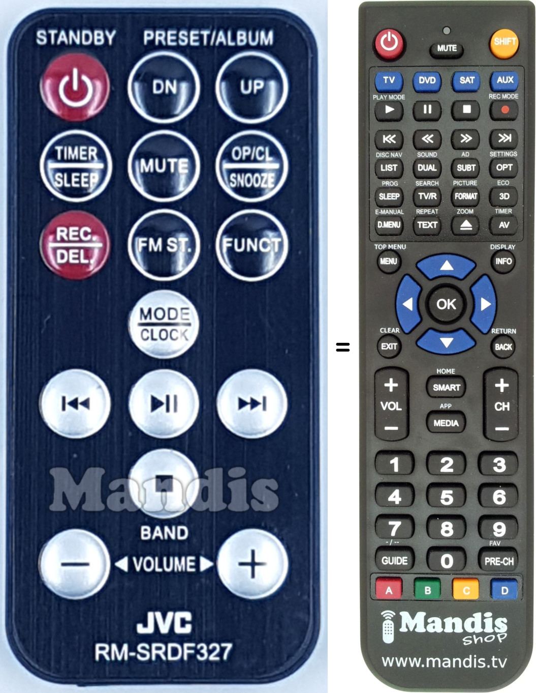 Replacement remote control JVC RM-SRDF327