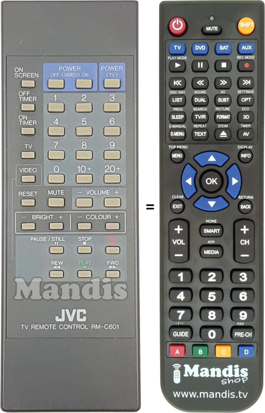 Télécommande équivalente JVC RM-C601