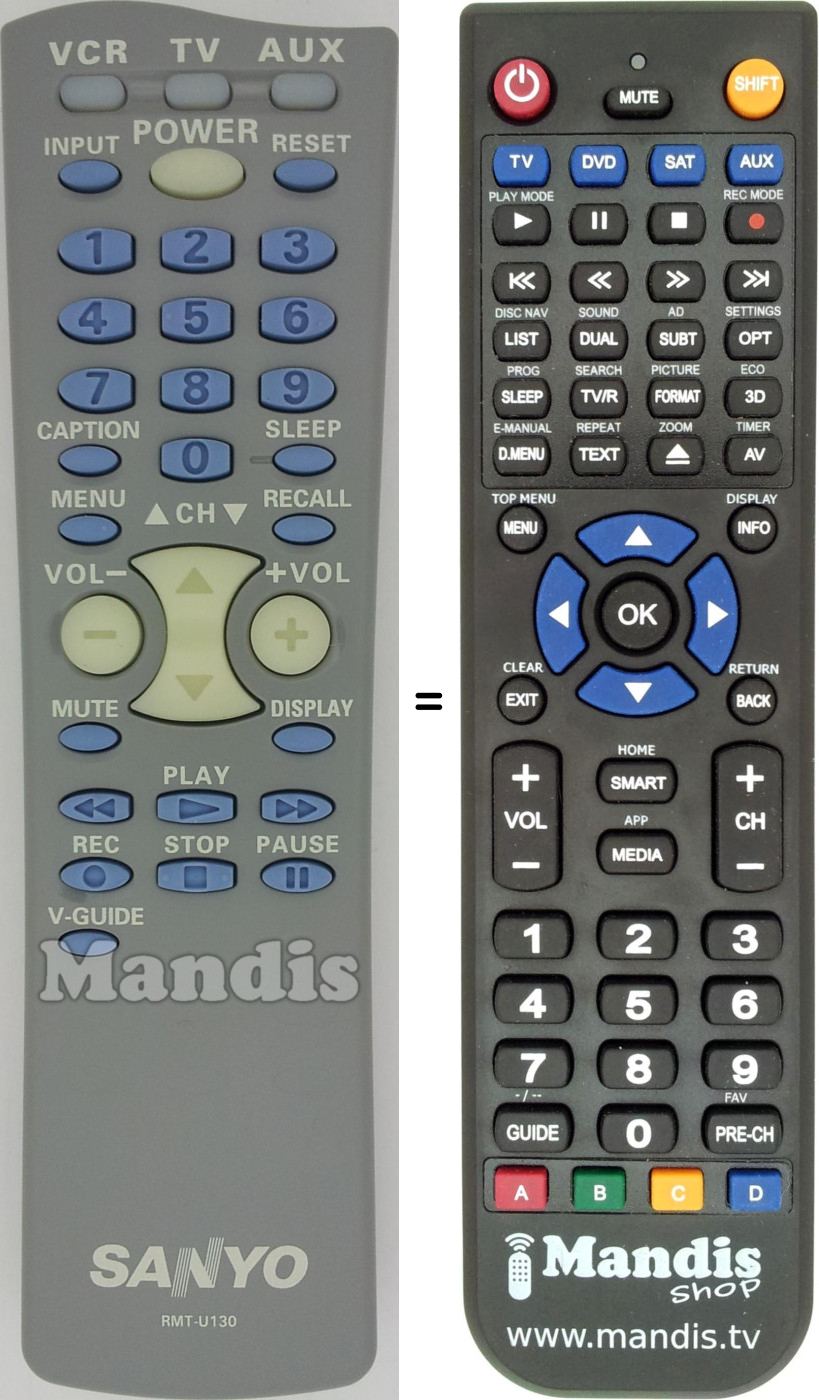 Télécommande équivalente RMT-U130
