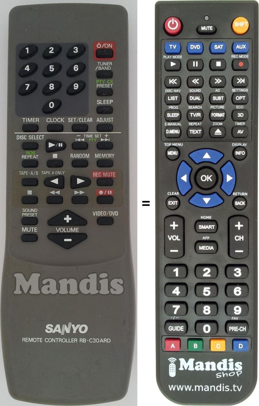 Replacement remote control RB-C30ARD