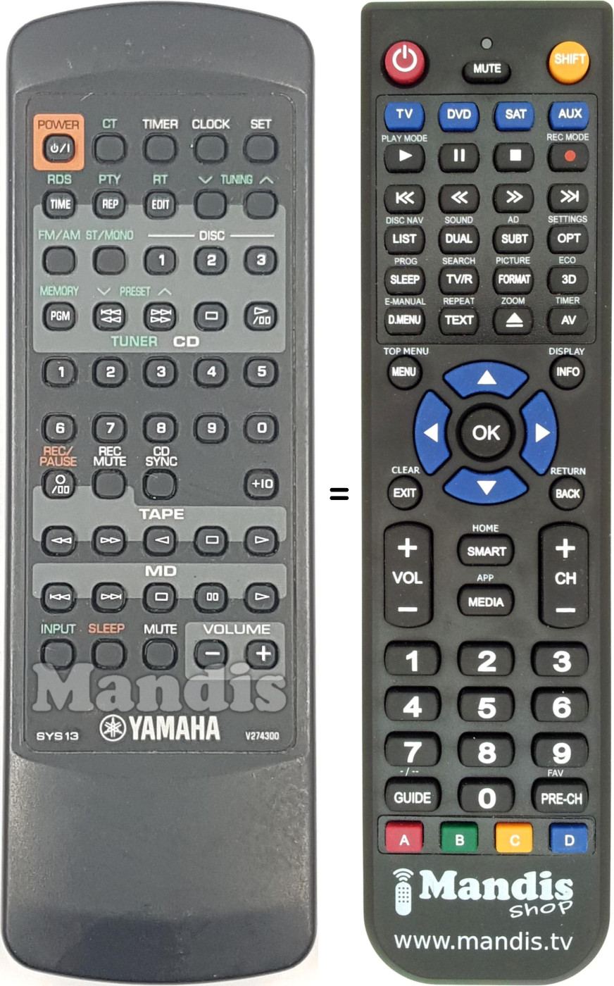 Télécommande équivalente V274300