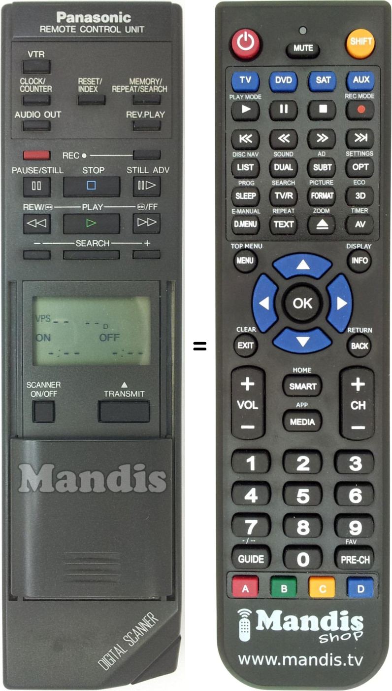 Télécommande équivalente Panasonic VEQ1100