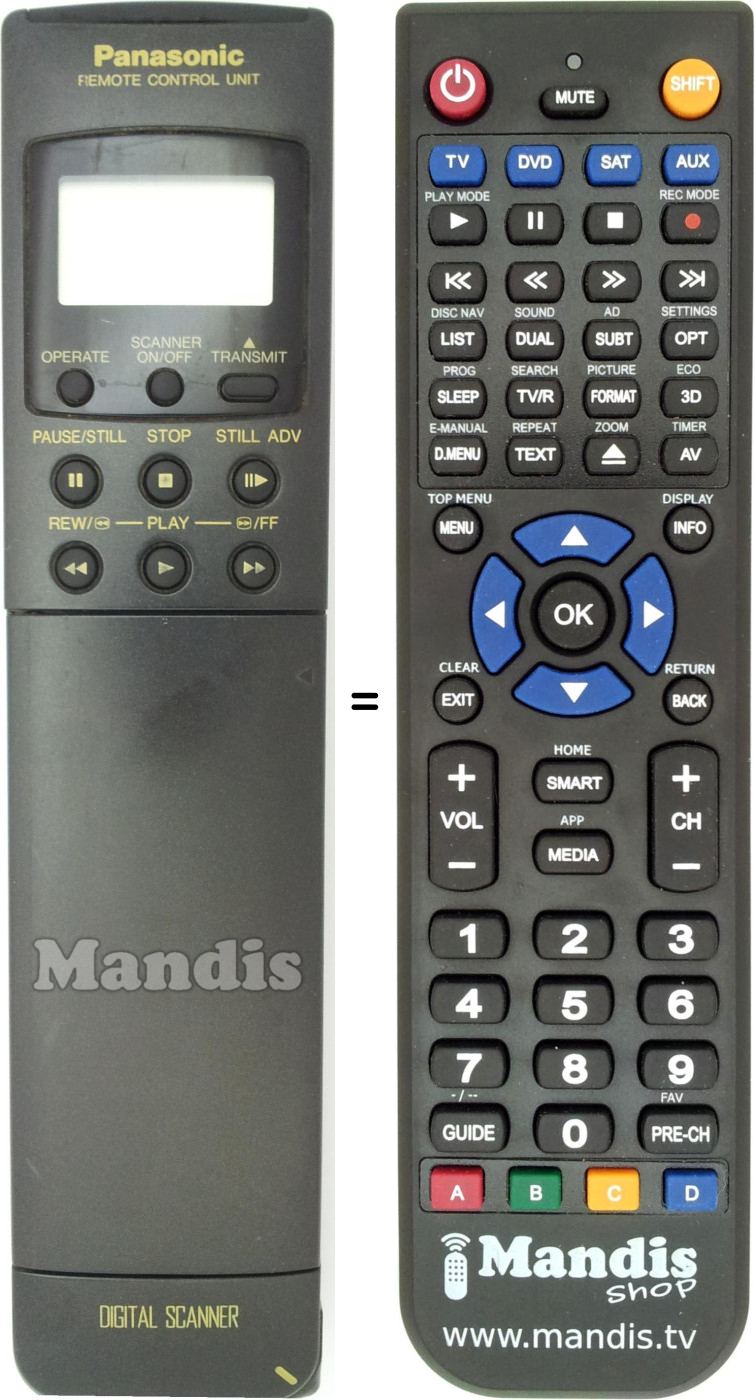 Télécommande équivalente Panasonic VEQ1473