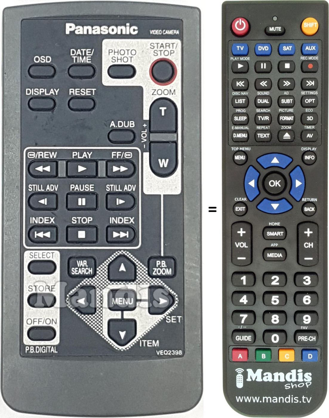 Replacement remote control VEQ2398