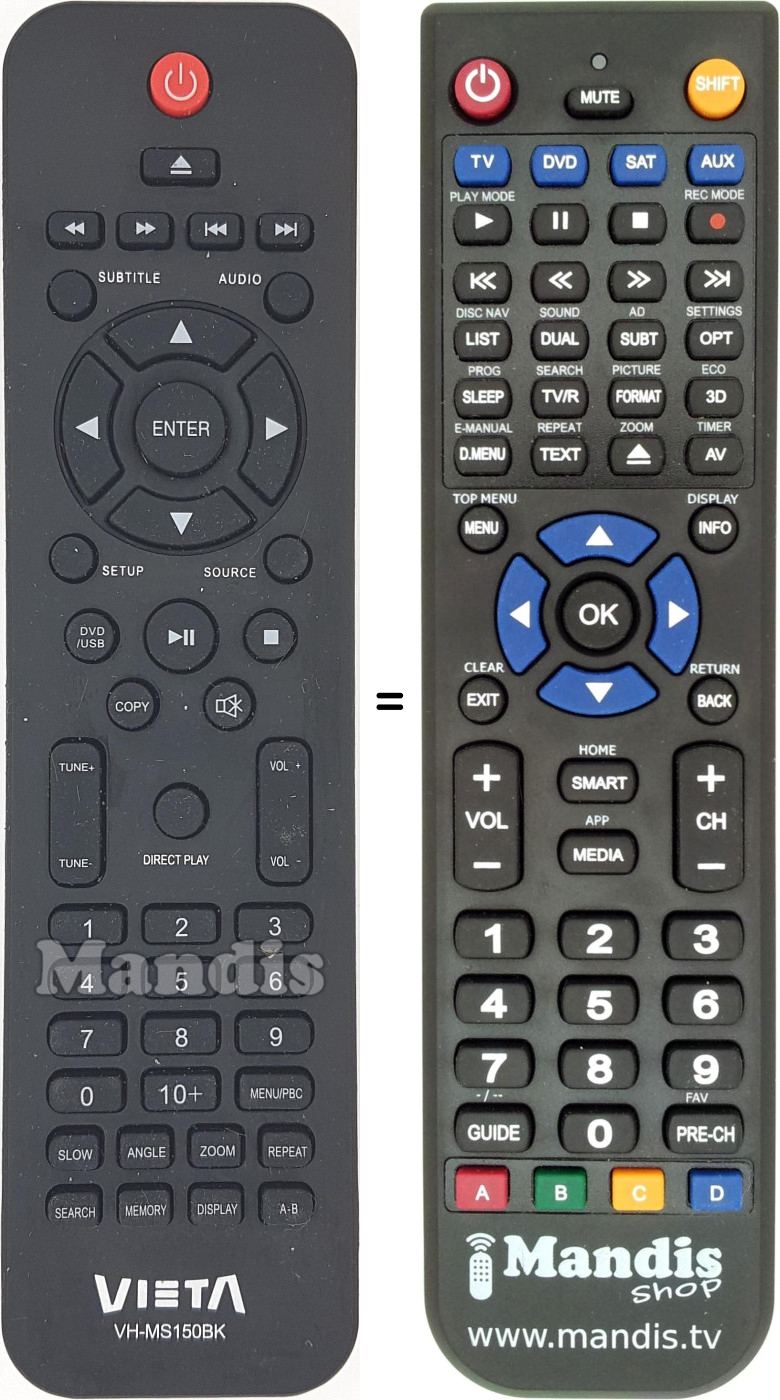 Replacement remote control VH-MS150BK