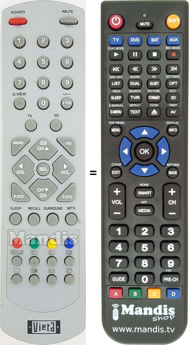 Replacement remote control VIE009