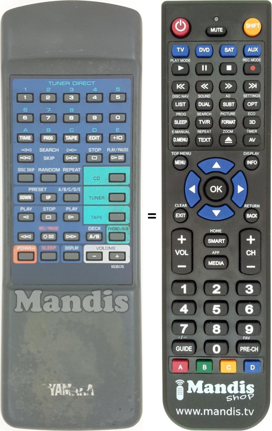 Télécommande équivalente Yamaha VQ361700