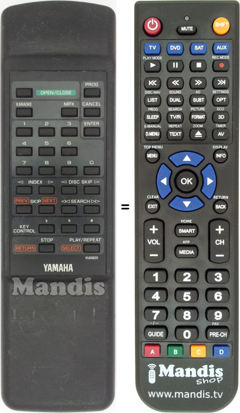 Télécommande équivalente VU60820
