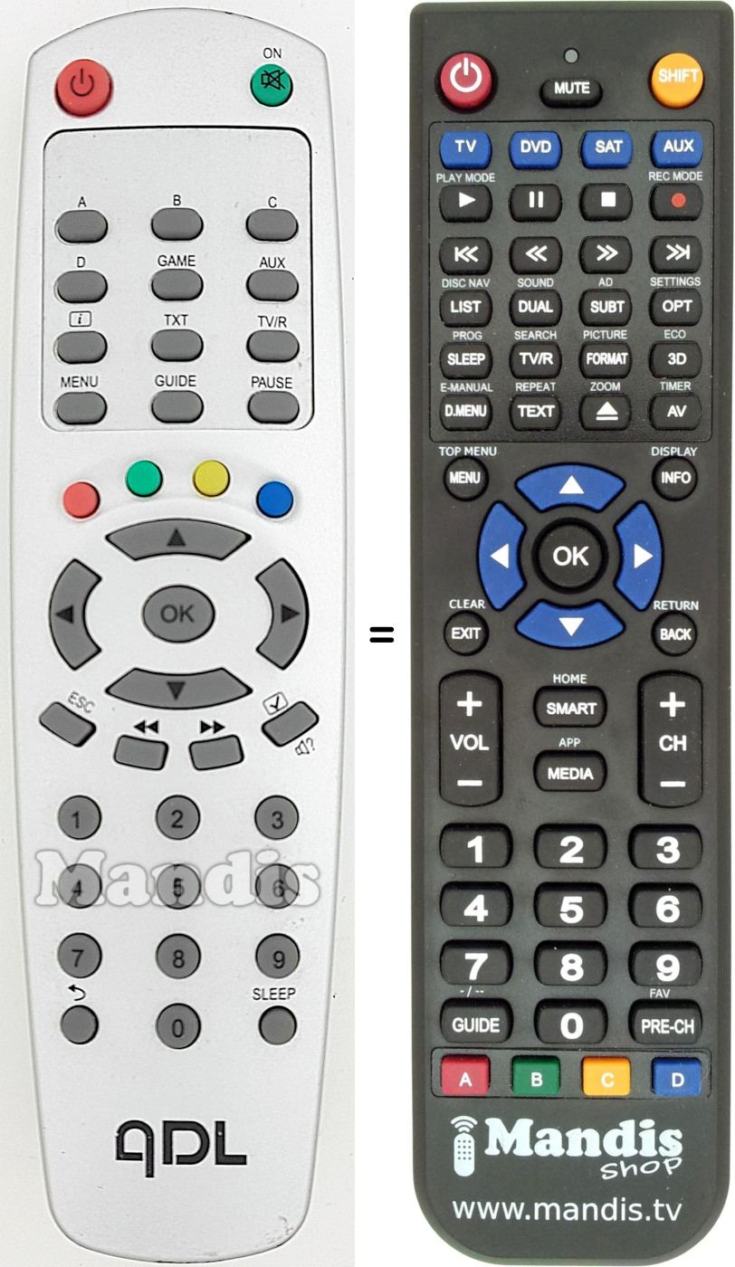 Replacement remote control ADL001