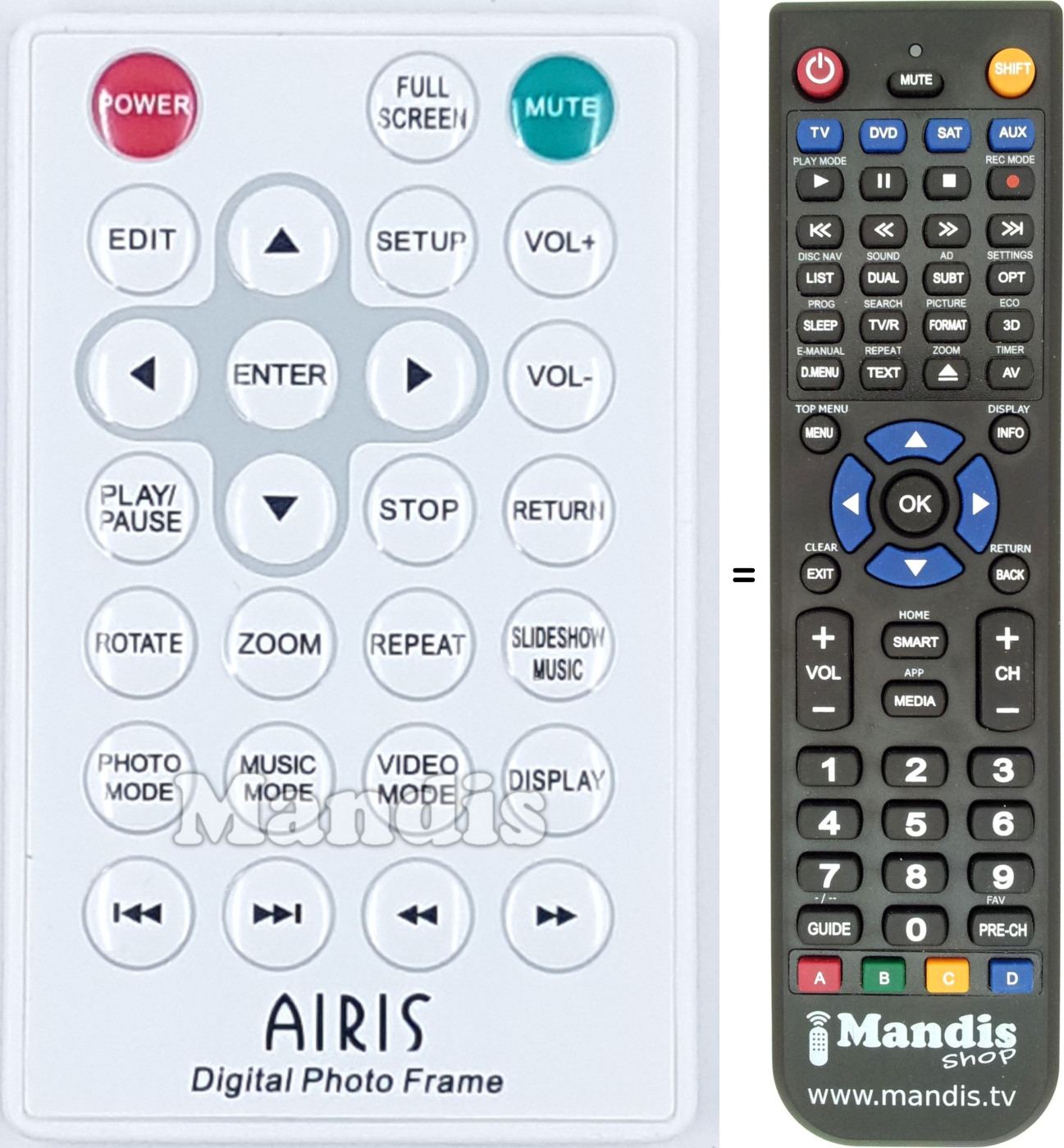 Replacement remote control Airis018