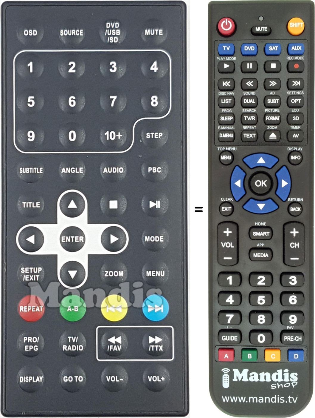Replacement remote control DMPDT102H3